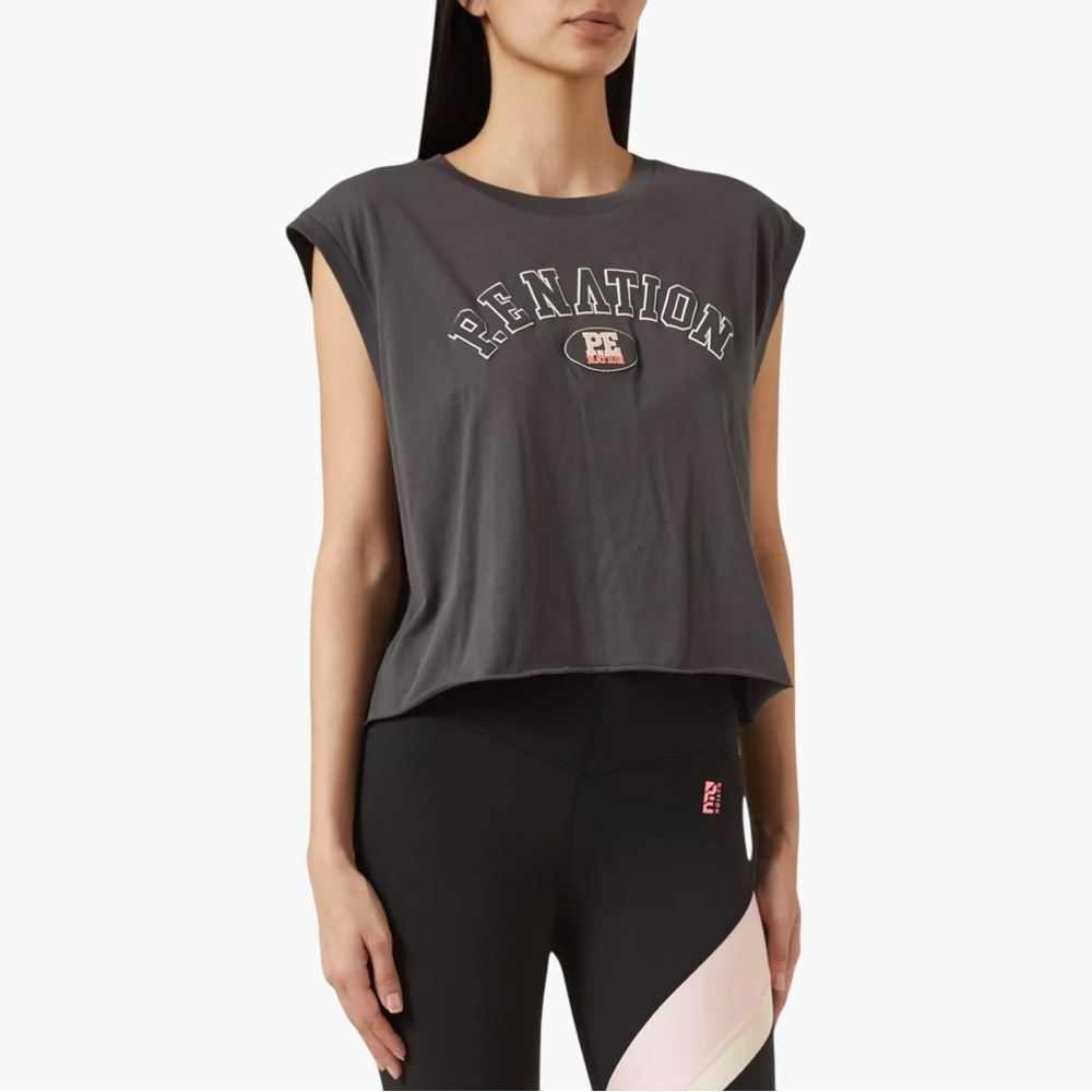 P.E NATION Solrad Cropped Tank Top in Dark Shadow Grey Women’s Size L